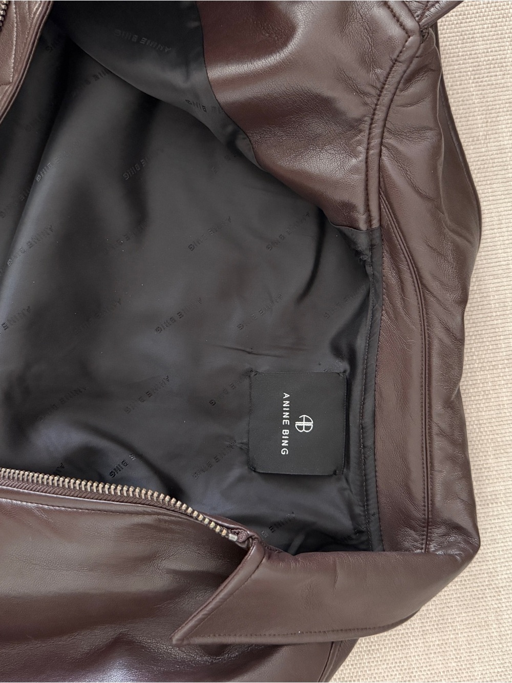 Anine Bing Dark Brown Leather Bomber Jacket - Picture 8 of 9